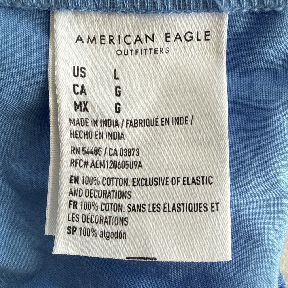 American Eagle Maxi Dress Womens L Smocked Tiered Chambray Coastal Granddaughter - Picture 13 of 14